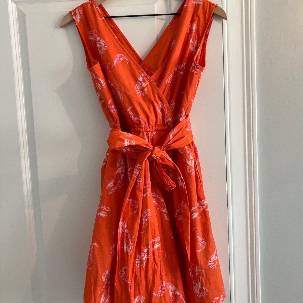 Anthropologie Maeve Mainely Lobster Wrap Dress Orange S